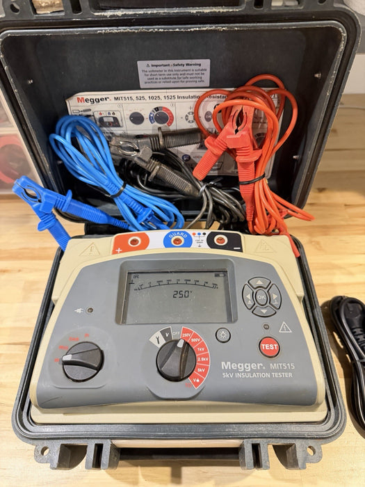 MEGGER MIT515 5KV INSULATION TESTER W/ LEADS & CHARGER (TESTED) FREE SHIPPING