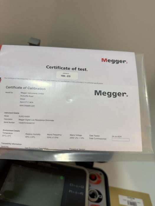 MEGGER DLRO100EB DIGITAL LOW RESISTANCE OHMMETER CALIBRATED 2024 NEW