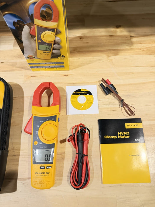 FLUKE 902 TRUE RMS HVAC CLAMP METER WITH CASE & LEADS RARE