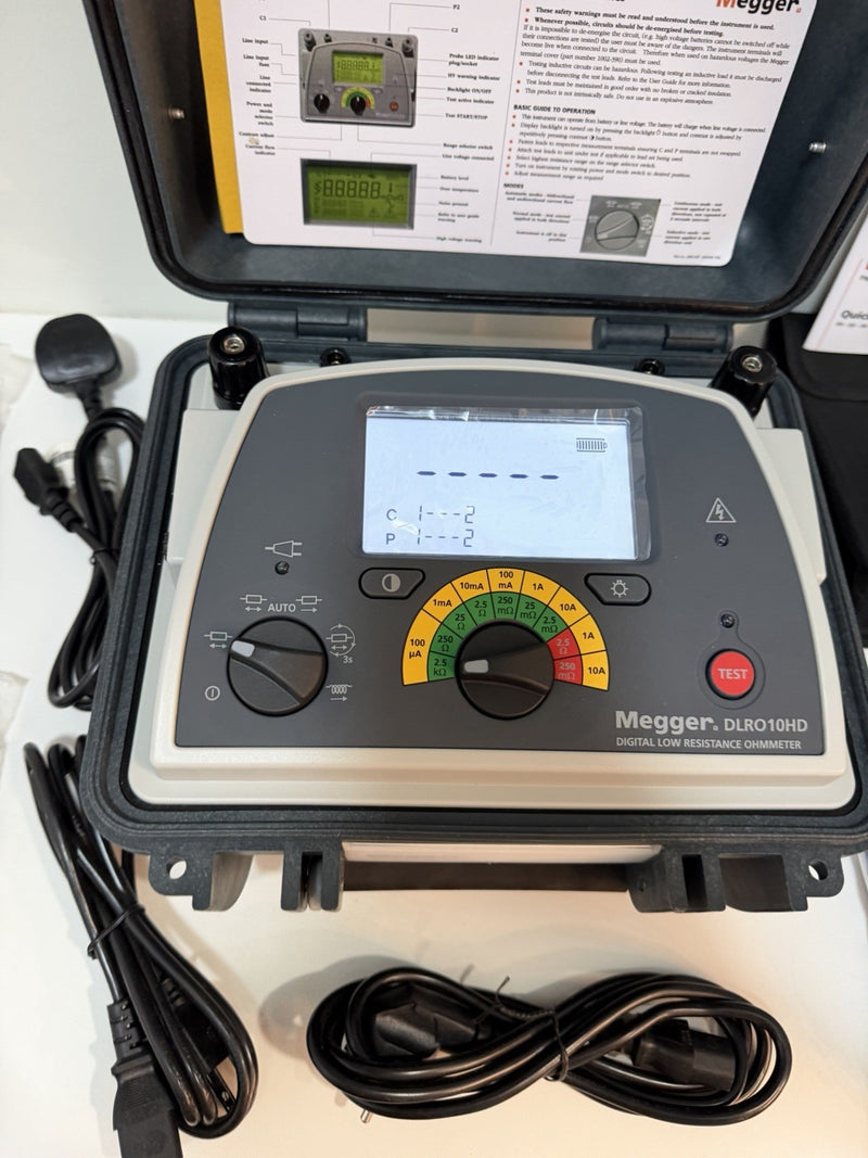 MEGGER DLRO10HD DIGITAL LOW RESISTANCE OHMMETER WITH CABLES