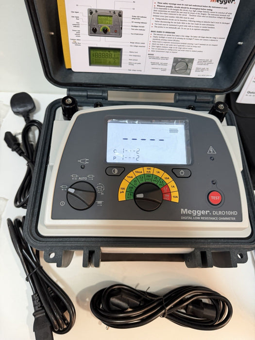 MEGGER DLRO10HD DIGITAL LOW RESISTANCE OHMMETER WITH CABLES