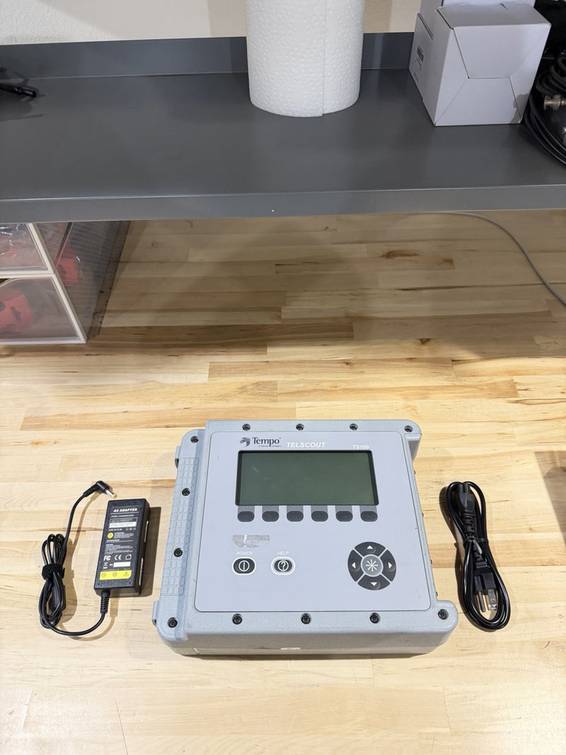 TEMPO TELSCOUT TS100 TDR REFLECTOMETER CABLE TESTER WITH LEADS & ACCESSORIES TESTED