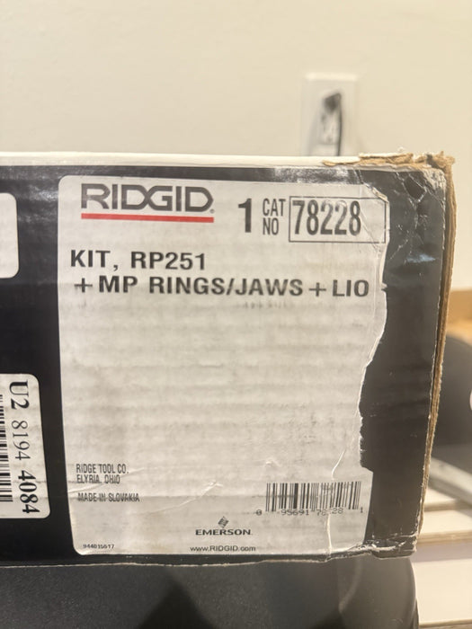 RIDGID RP251 PRESSTOOL KIT 1/2"-1" & MEGAPRESS JAWS 1/2"-3/4 RINGS 78228