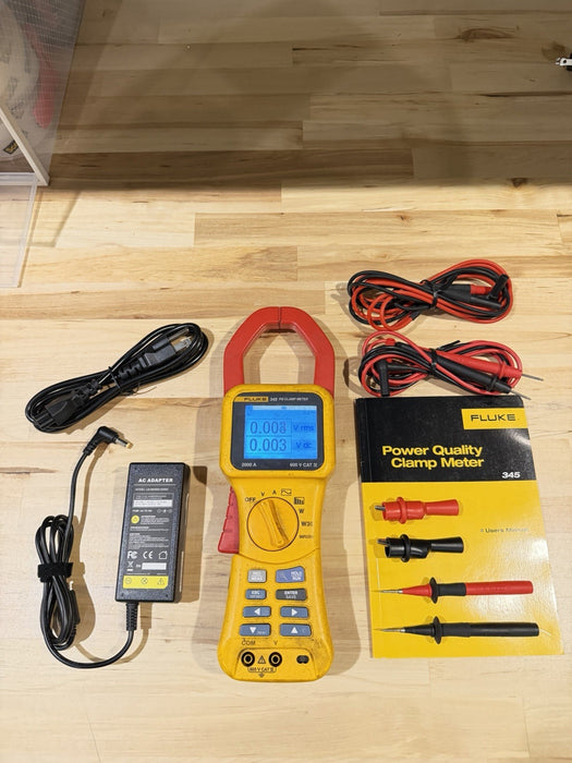 FLUKE 345 POWER QUALITY CLAMP METER W/LEADS & ACCESSORIES (TESTED) SHIPS FAST