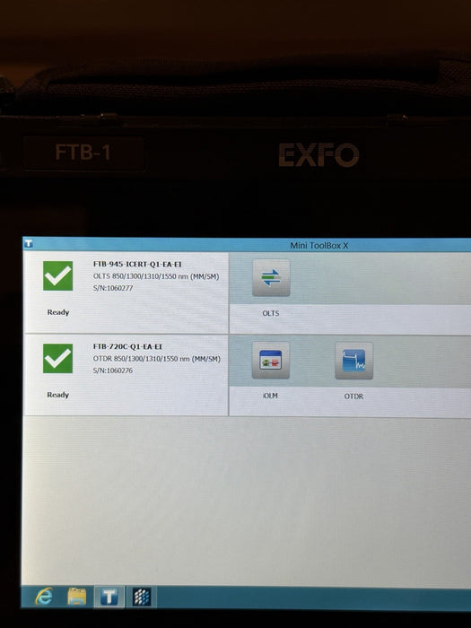 EXFO FTB-1 720C-Q1-EA-EI OTDR & FTB-945-ICERT-Q1-EA-EI OLTS W/ FIP-435B - TESTED
