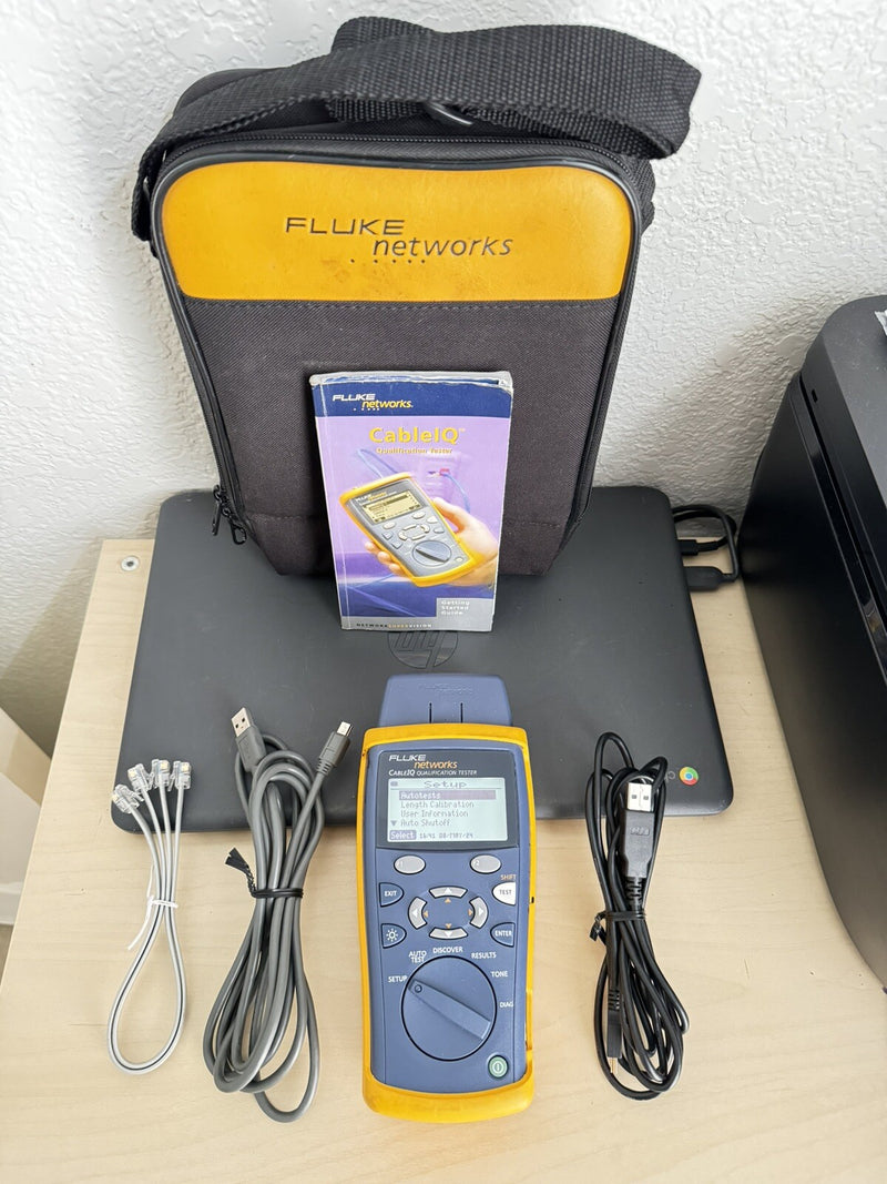 FLUKE NETWORKS CABLEIQ QUALIFICATION TESTER WITH BAG & CABLES