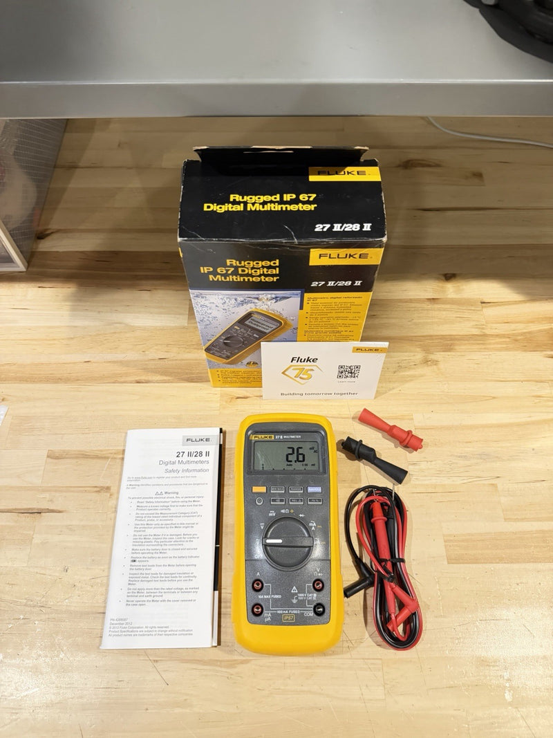 FLUKE 27 II TRUE RMS MULTIMETER CALIBRATED -SHIPS FAST (NEW SEALED)
