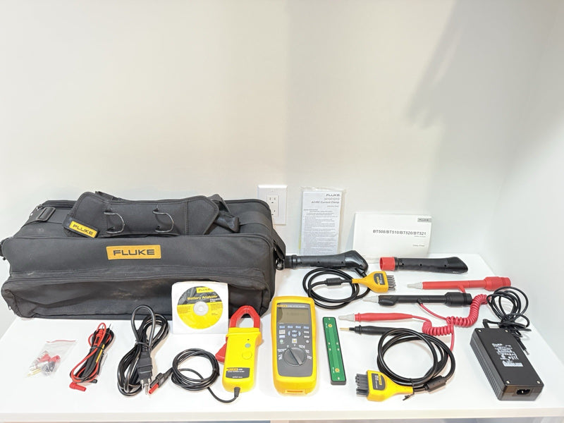 FLUKE BT521 BATTERY ANALYZER WITH ACCESSORIES TESTED