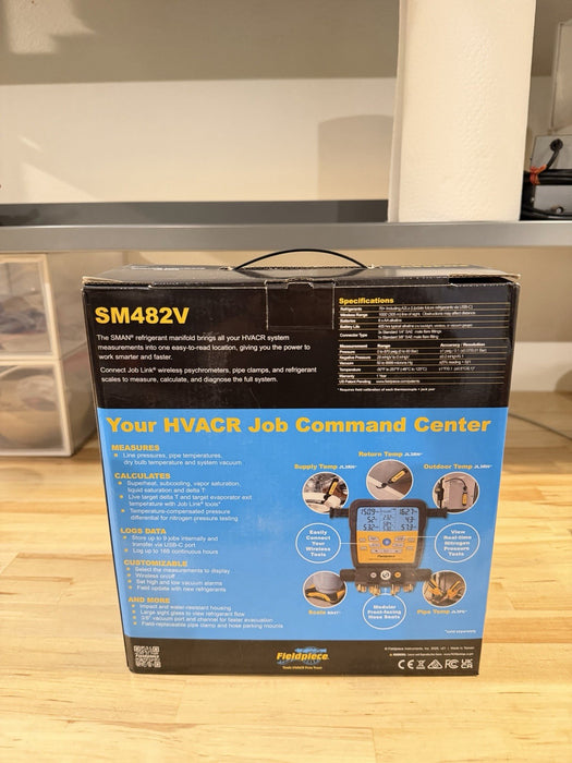 FIELDPIECE SM482V 4-PORT SMAN REFRIGERANT MANIFOLD & VACUMM GAUGE (NEW SEALED)