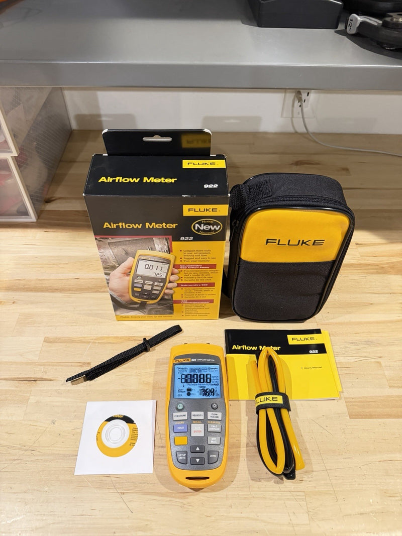 FLUKE 922 AIRFLOW METER KIT W / ACCESSORIES- SHIPS FAST (NEW SEALED)