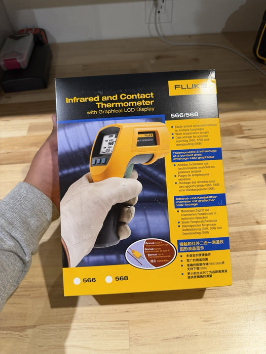 FLUKE 568 INFRARED & CONTACT THERMOMETER WITH GRAPHICAL LCD DISPLAY NEW