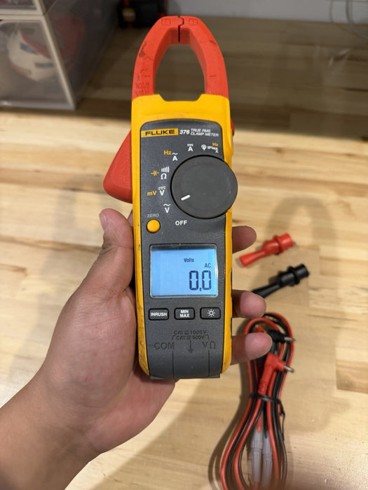 FLUKE 376 AC/DC TRUE RMS WIRELESS CLAMP METER WLEADS & CLIPS