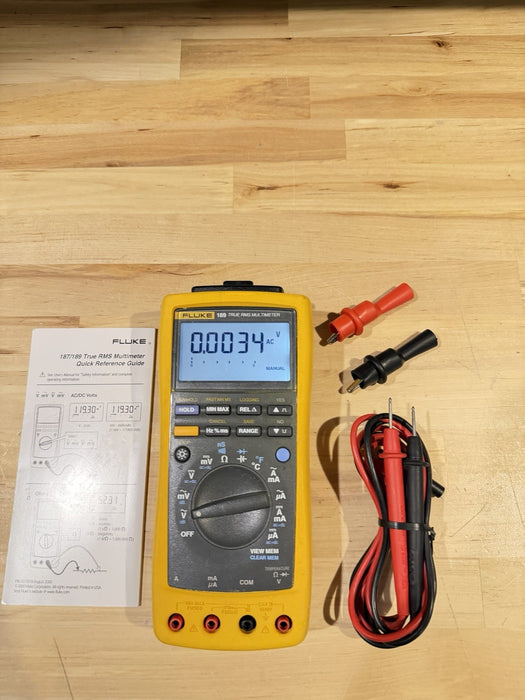 FLUKE 189 TRUE RMS MULTIMETER W/ LEADS & CLIPS (TESTED) SHIP FREE