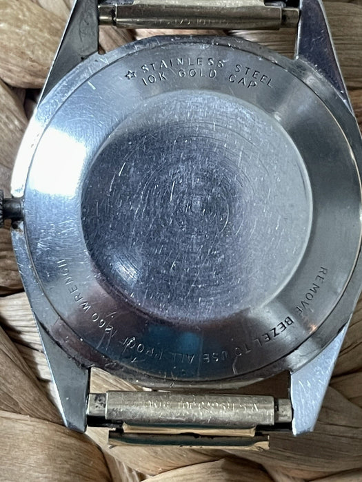 VINTAGE 2873-D11KAS WITTNAUER AUTOMATIC MEN'S WATCH STAINLESS + 10K GOLD CAP