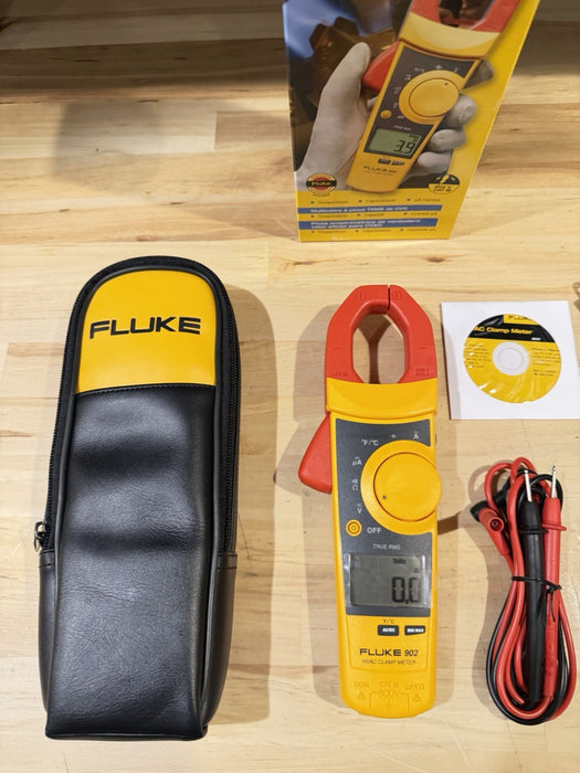 FLUKE 902 TRUE RMS HVAC CLAMP METER WITH CASE & LEADS RARE