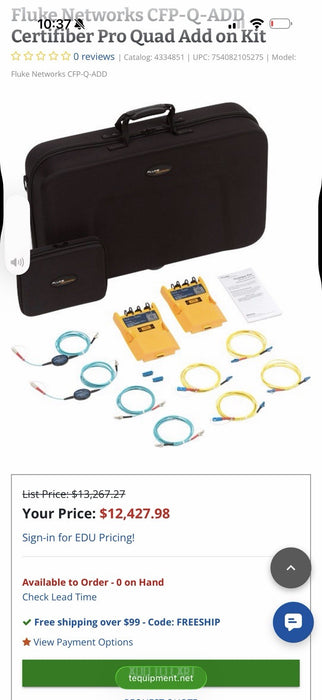 FLUKE NETWORKS CFP-QUAD CERTIFIBER PRO KIT (NEW FACTORY SEALED) CALIBRATED 2026