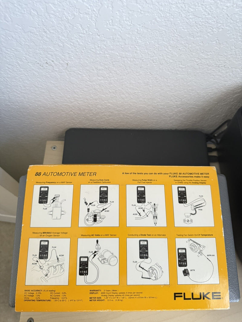 FLUKE 88 AUTOMOTIVE METER MULTIMETER WITH RPM & ACCESSORIES