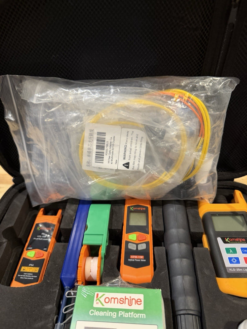 KOMSHINE KLT-15D INCL FIBER POWER METER SM LIGHT SOURCE MICROSCOPE TOOL KIT