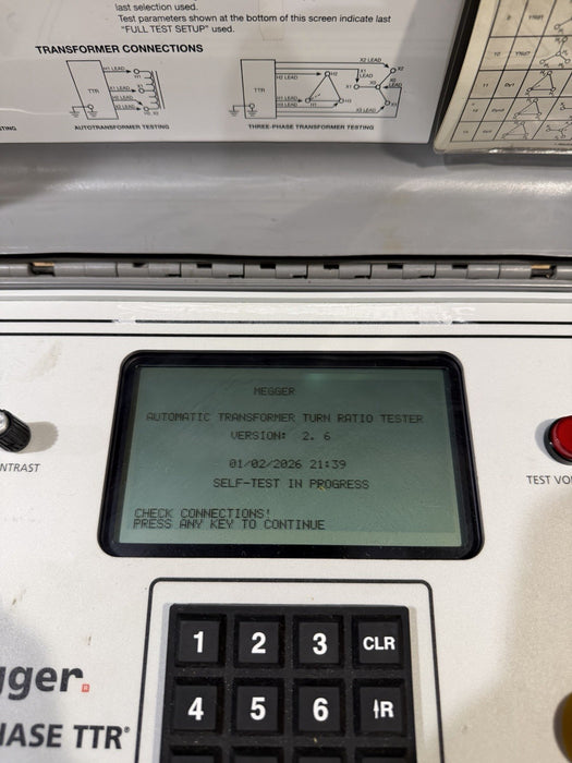 MEGGER THREE-PHASE TTR 550503 TRANSFORMER TURN-RATIO TESTER WITH LEADS TESTED