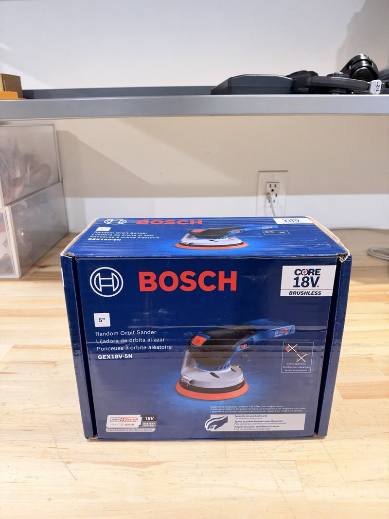 BOSCH 18V GEX18V-5N  5" ORBITAL SANDER VARIABLE SPEEL BL (TOOL ONLH) NEW IN BOX