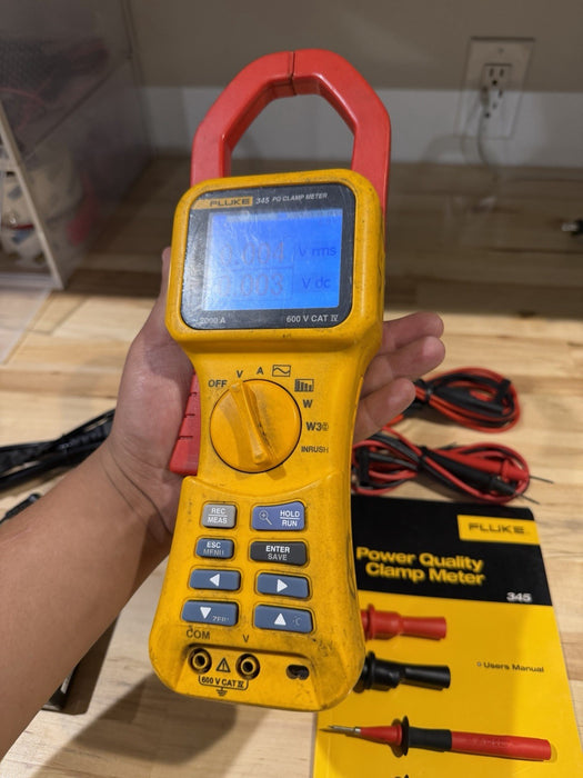 FLUKE 345 POWER QUALITY CLAMP METER W/LEADS & ACCESSORIES (TESTED) SHIPS FAST