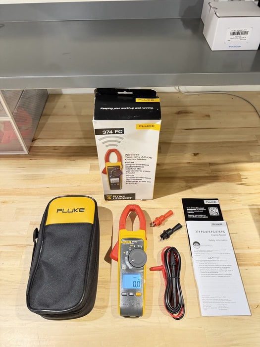FLUKE 374 FC TRMS CLAMP METER WITH LEADS & CLIPS TESTED