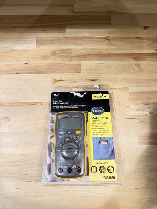 FLUKE 107 METER AC/DC 600V CAT III MULTIMETER WITH LEADS