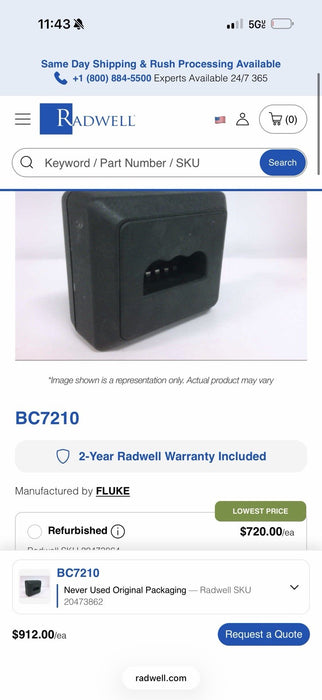 FLUKE BC7210 BATTERY CHARGER