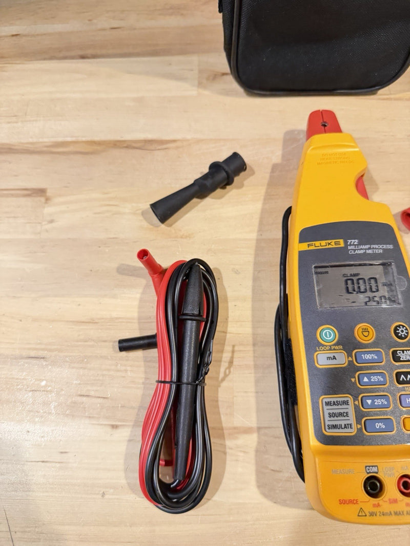 FLUKE 772 MILLIAMP PROCESS CLAMP WITH LEADS & CLIPS TESTED