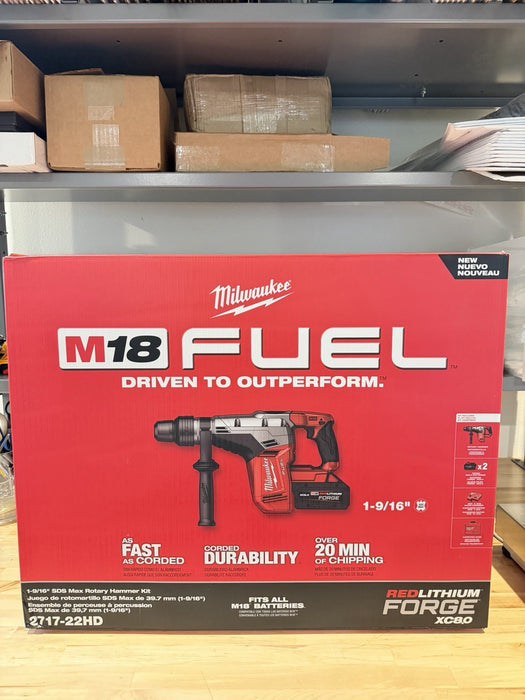 MILWAUKEE 2717-22HD M18 FUEL 1‑9/16 SDS‑MAX ROTARY HAMMER KIT NEW FACTORY SEALED