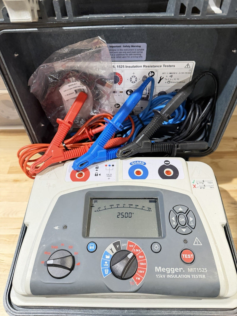 MEGGER MIT1525 15 KV HIGH VOLTAGE INSULATION RESISTANCE TESTER WITH CABLES - TESTED