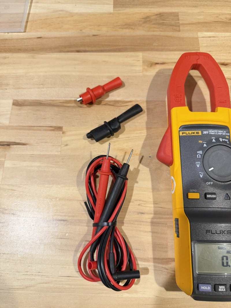 FLUKE 381 REMOTE DISPLAY TRMS CLAMP METER WITH ACCESSORIES TESTED