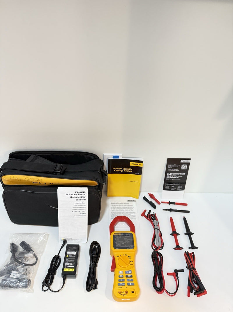 FLUKE 345 POWER QUALITY CLAMP METER W/LEADS & ACCESSORIES TESTED SHIPS FREE