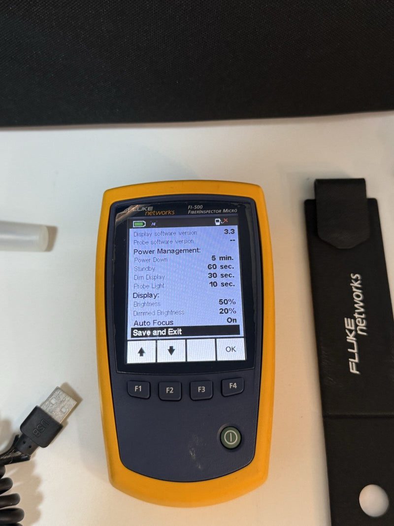 FLUKE NETWORKS FI-500 FIBER INSPECTOR MICRO KIT WITH BAG & CHARGER