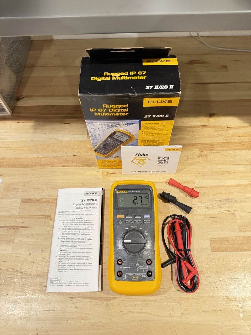 FLUKE 27 II TRUE RMS MULTIMETER CALIBRATED -SHIPS FAST (NEW SEALED)