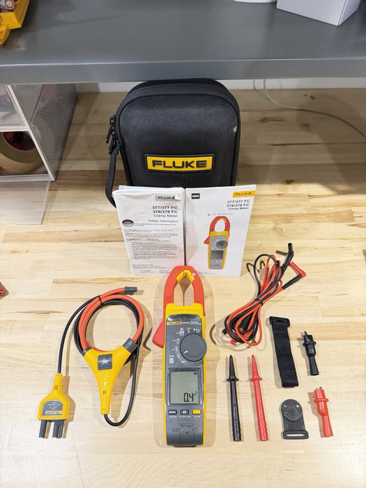 FLUKE 378 FC NON-CONTACR VOLTAGE CLAMP METER W/ LEADS & CASE - SHIPS FAST