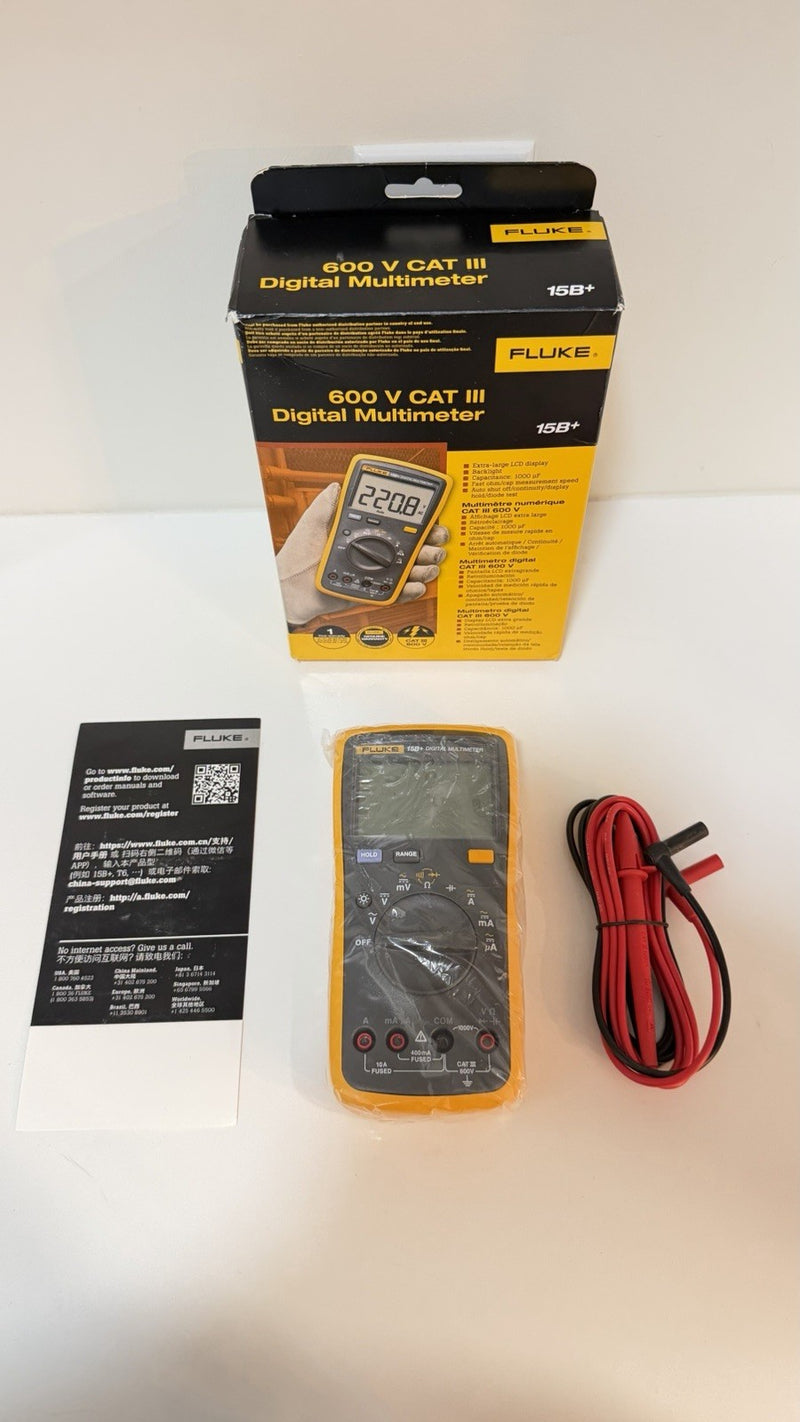 FLUKE 15B+ CAT III 600V DIGITAL MULTIMETER