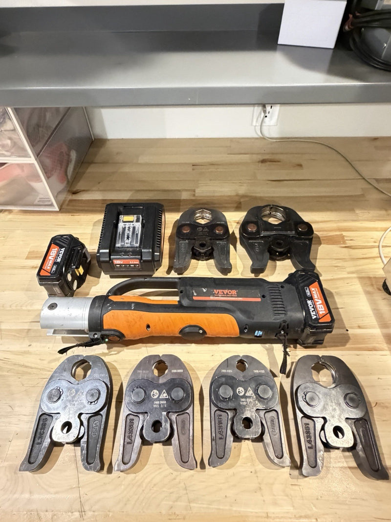 VEVOR PRESS TOOL 18V 32KN ELECTRIC PIPE CRIMPING TOOL 1/2" TO 2" COPPER