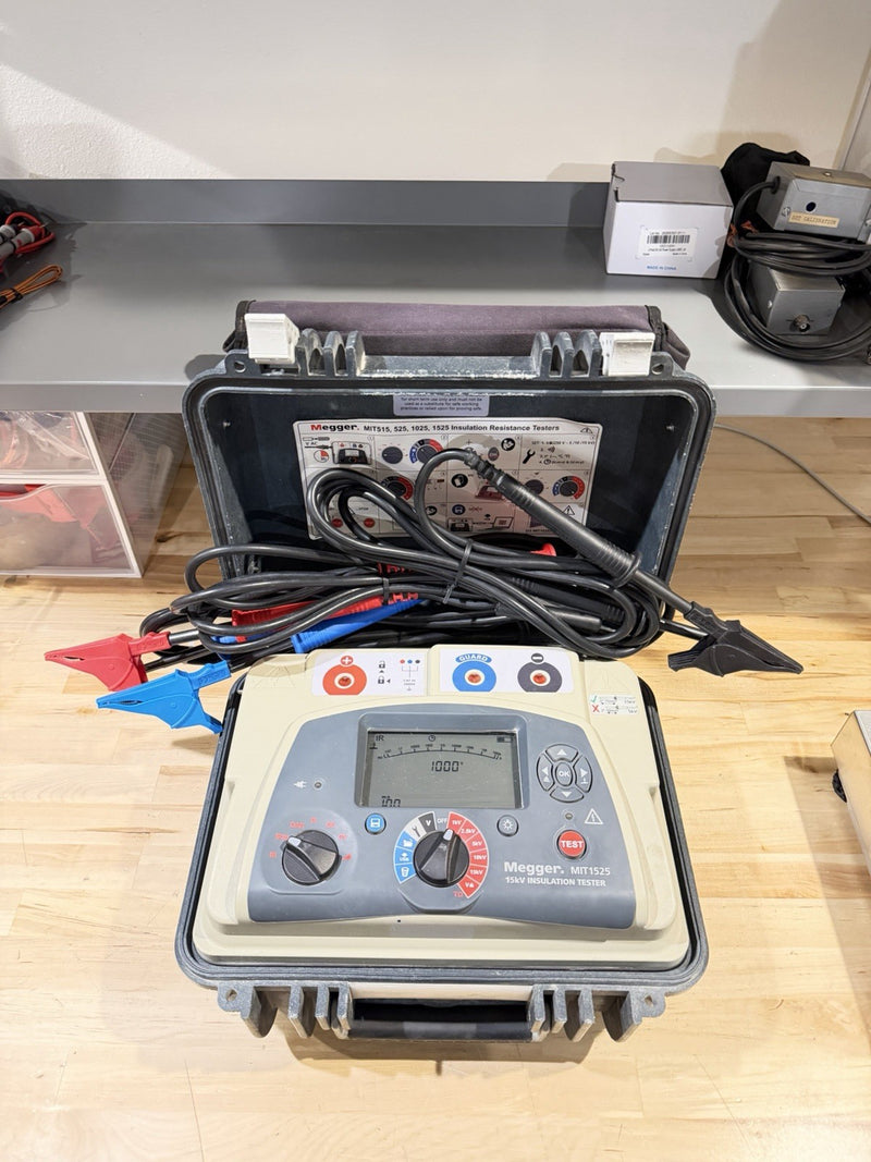 MEGGER MIT1525 15 KV HIGH VOLTAGE INSULATION RESISTANCE TESTER W/ CABLES -TESTED