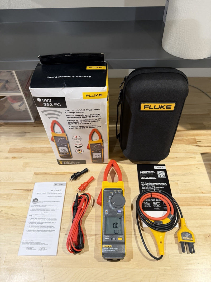 FLUKE 393 FC CAT III 1500V TRMS CLAMP METER WITH IFLEX PROBE & LEADS