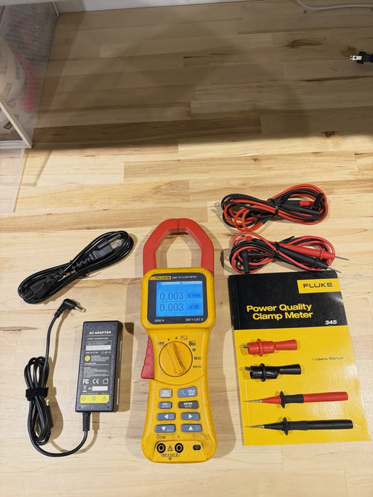 FLUKE 345 POWER QUALITY CLAMP METER W/LEADS & ACCESSORIES (TESTED) SHIPS FAST