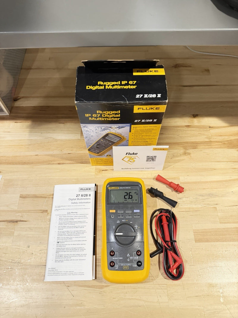 FLUKE 27 II TRUE RMS MULTIMETER CALIBRATED -SHIPS FAST (NEW SEALED)
