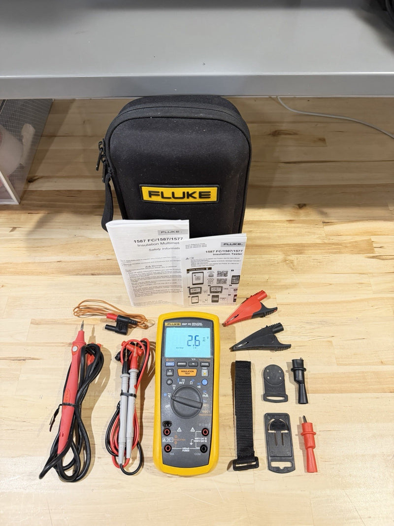 FLUKE 1587 FC 2 IN 1 HANDHELD DIGITAL INSULATION MULTIMETER W/ ACCESSORIES