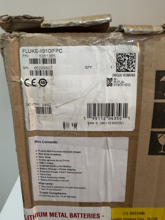 FLUKE ii910 FPC ACOUSTIC IMAGER &ACCESSORIES (NEW FACTORY SEALED)CALIBRATED 2025