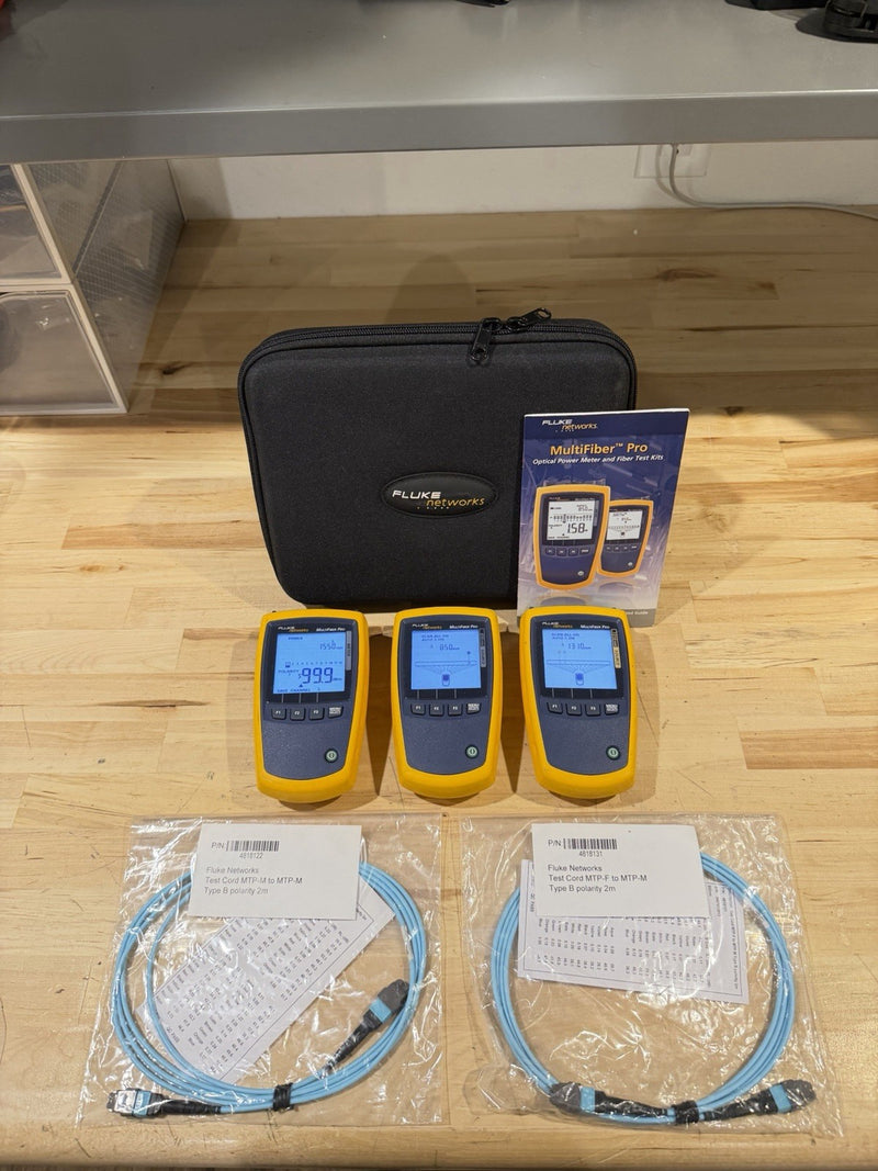 FLUKE NETWORKS MFTK MM-850/SM-1310 MULTIFIBER PRO MPO FIBER LOSS TEST KIT TESTED