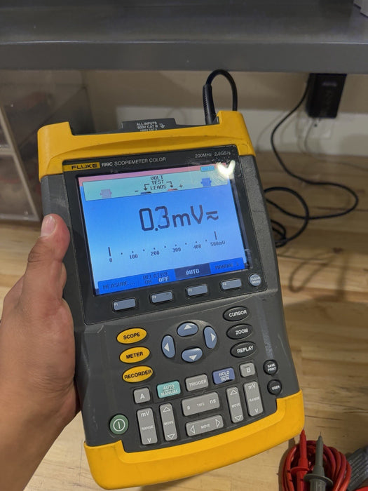 FLUKE 196C SCOPEMETER COLOR WITH LEADS 100MHZ 1GS/S TESTED