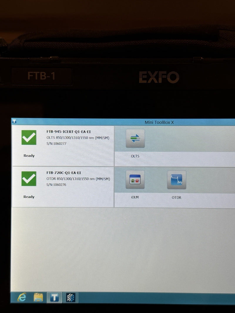 EXFO FTB-1 720C-Q1-EA-EI OTDR & FTB-945-ICERT-Q1-EA-EI OLTS WITH FIP-435B TESTED
