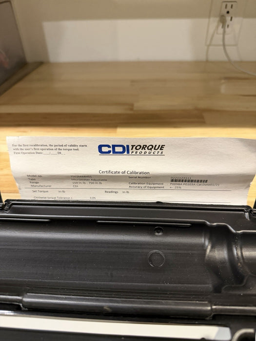 CDI 3/8 Drive Micrometer Torque Wrench Model 7502MRRHSS 100-750 In/Lb W Case USA