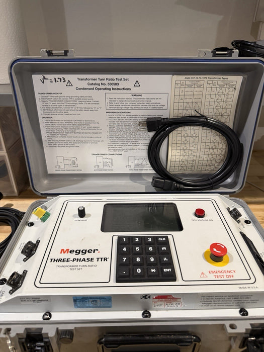 MEGGER THREE-PHASE TTR 550503 TRANSFORMER TURN-RATIO TESTER WITH LEADS TESTED