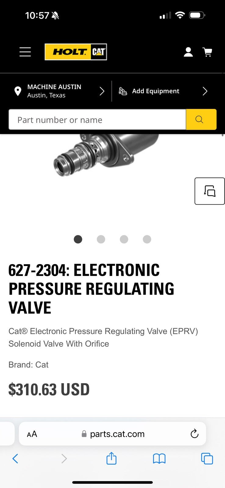 CAT 627-2304 ELECTRONIC PRESSURE REGULATING VALVE
